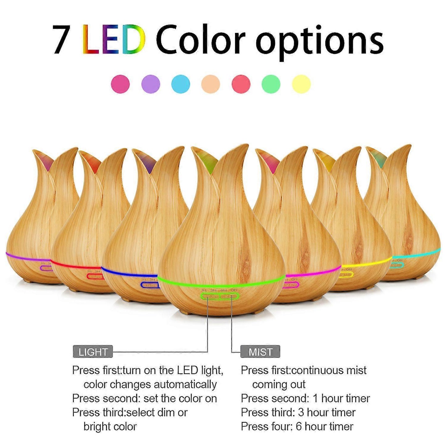 Light Wood Aroma Humidifier, Ultrasonic Air Mist Diffuser V1263-JX-3778
