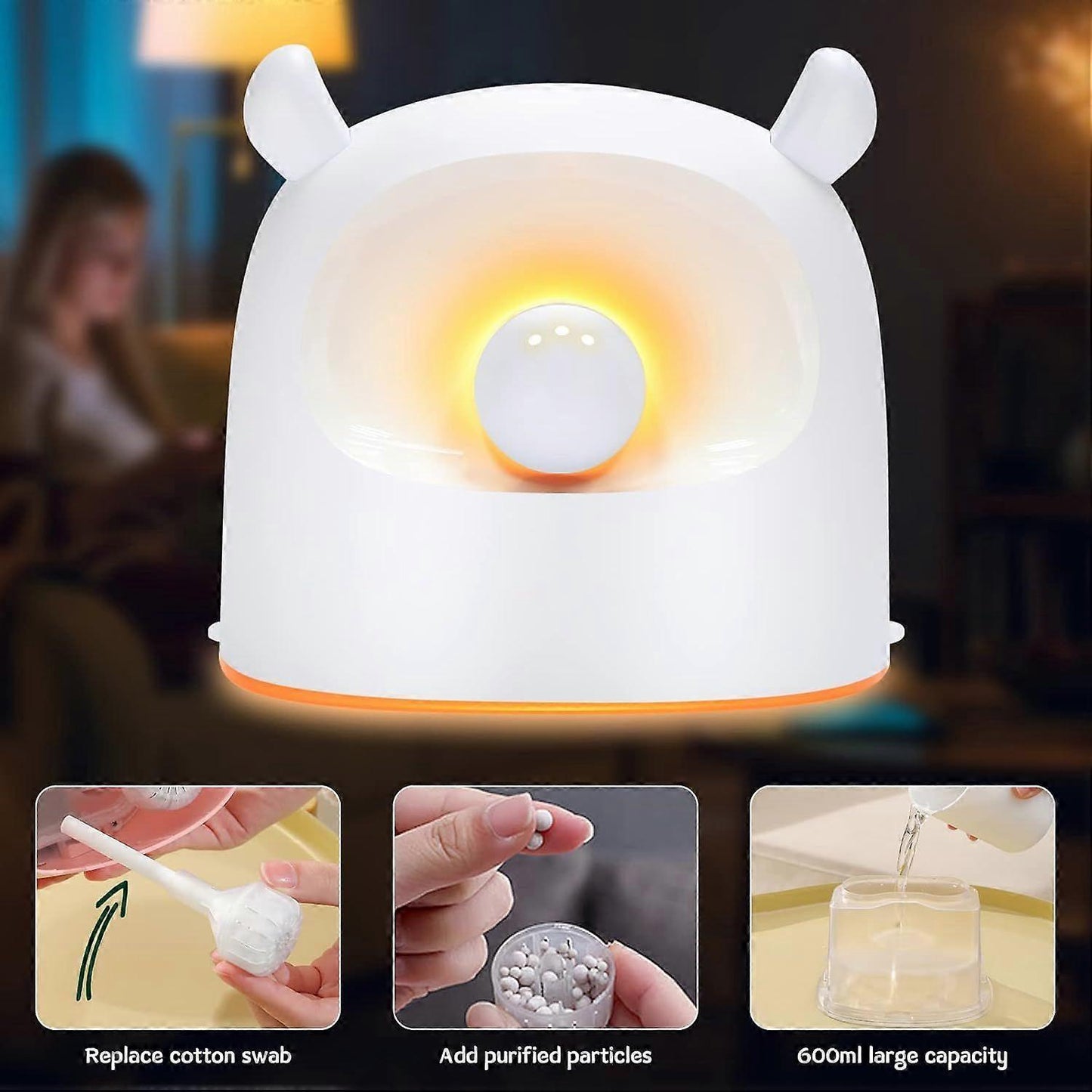 500ml Quiet White Humidifier for Bedroom, Plants, Babies Room V1263-JX-3785