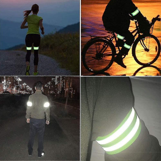 High Visibility Reflective Bands for Wrist, Arm, Ankle, Adjustable Elastic Night Gear V1263-JX-3831
