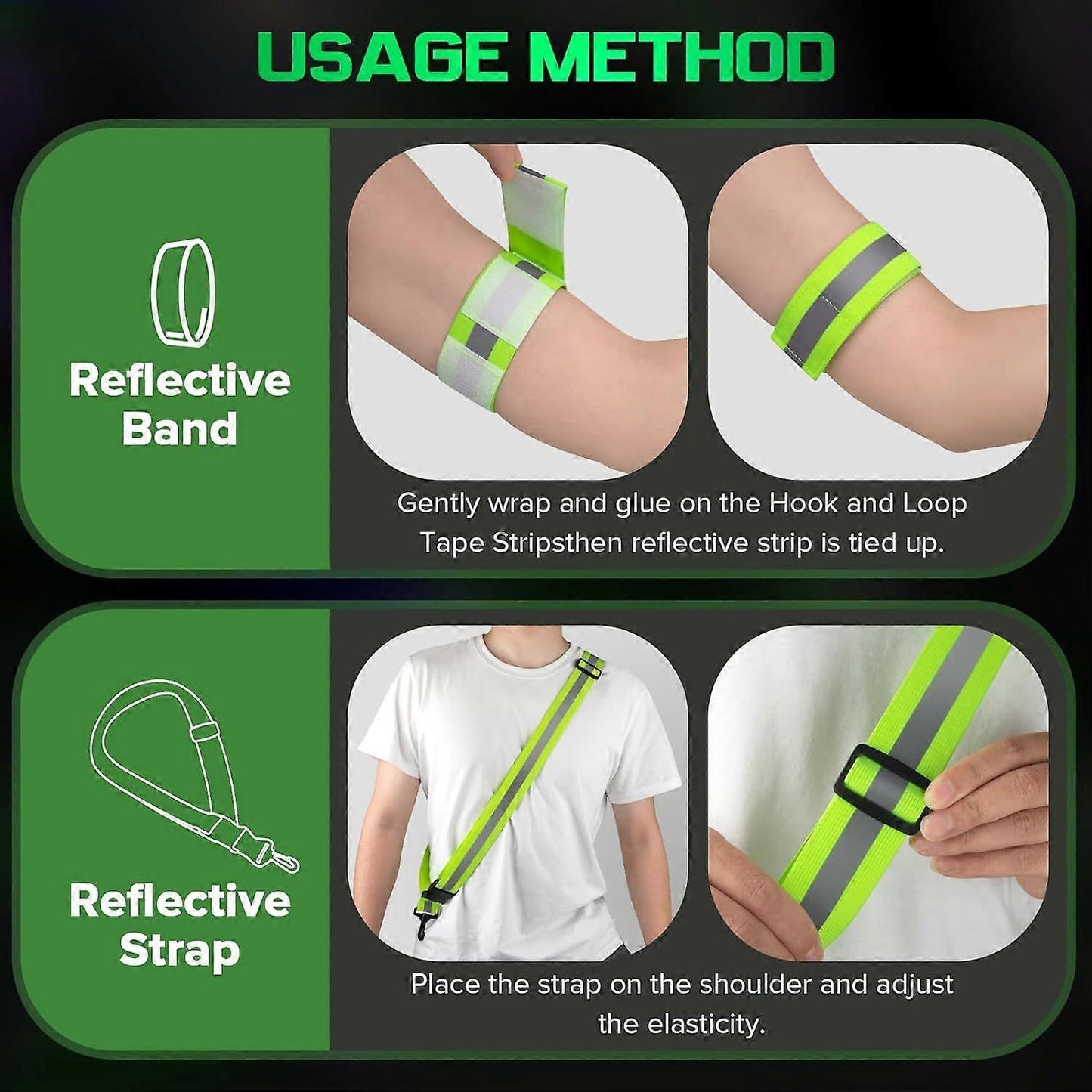 Military Reflective Belt & security Tape for Night Running, Hiking, Biking V1263-JX-3841