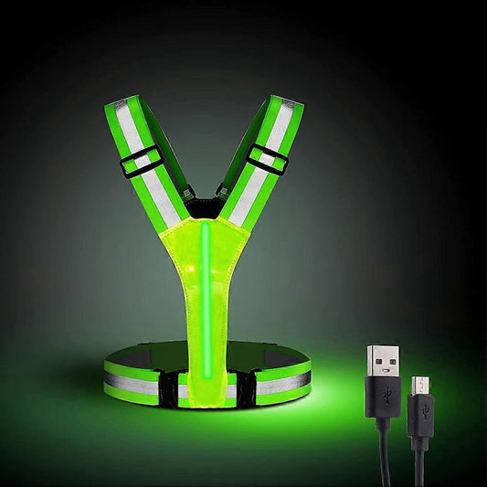 USB Rechargeable LED Vest, Reflective Running Gear for Night Jogging & Cycling V1263-JX-3876