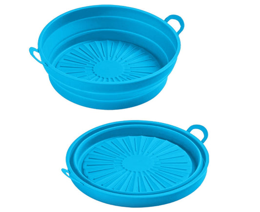 Air Fryers Bakeware Foldable Silicone Grill Pan -Blue 7.5inch V1263-JX-402