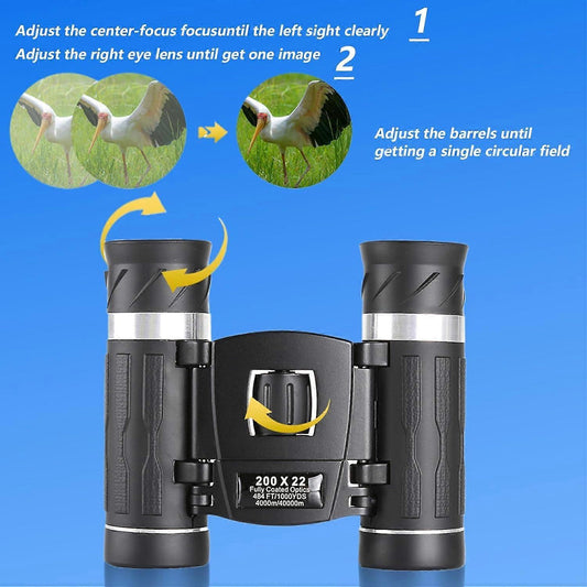 200x22 HD Binoculars for Adults High Power Compact Travel Bird Watching Binoculars V1263-JX-4153