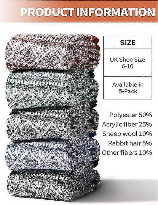 Wool Socks for Women 5 Pairs Warm Boot Crew Cozy Winter Soft Socks Set V1263-JX-4205
