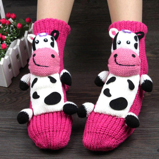 3D Cartoon Wool Christmas Floor Socks Cute Thick Sleep Socks for Winter V1263-JX-4212