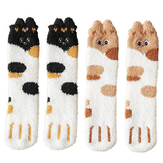 2 Pairs Girls Mid-Calf Winter Socks Cute Warm Soft Casual Socks for Cold Weather V1263-JX-4213