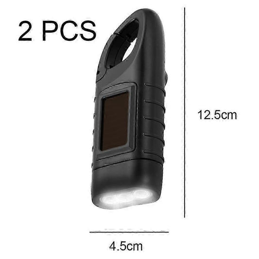 2pcs Hand-Crank Solar Flashlights Emergency Mini LED Torch for Survival Kits V1263-JX-4268