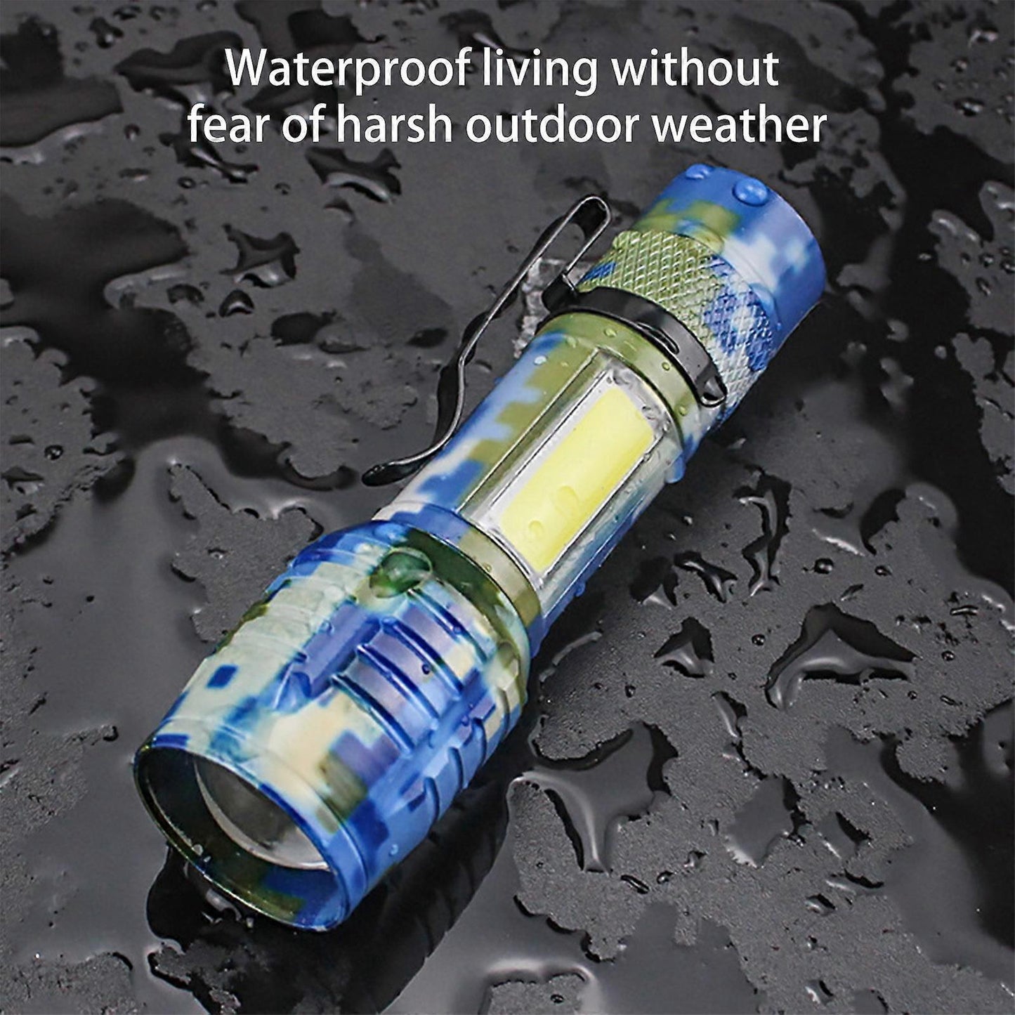 Bright Zoomable LED Flashlight Rechargeable with 4 Modes for Outdoor Use V1263-JX-4269