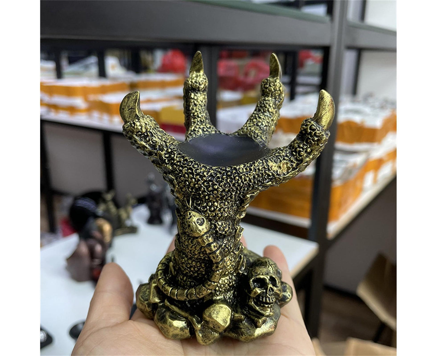 Resin Ornament Glass Ball Base Simulation Dragon Claw Statue-Golden V1263-JX-428
