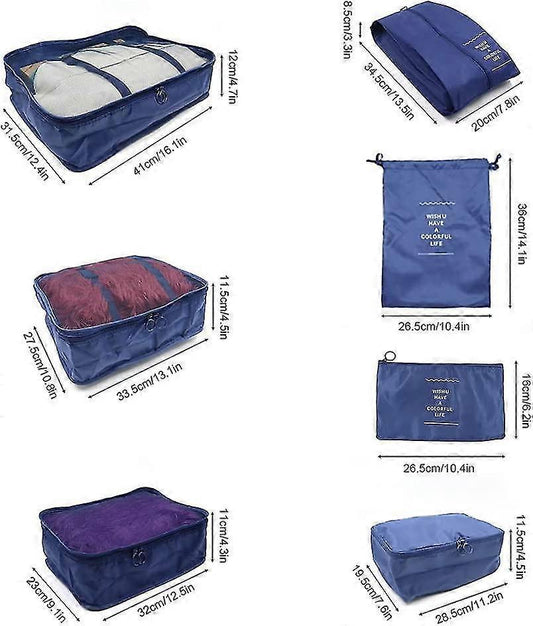 7pcs Clothes Packing Cubes Bag Set for Suitcase Storage and Organization V1263-JX-4350