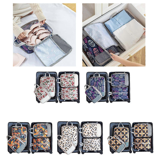 4pcs Travel & Home Packing Cubes with Printed Design for Easy Organization V1263-JX-4358