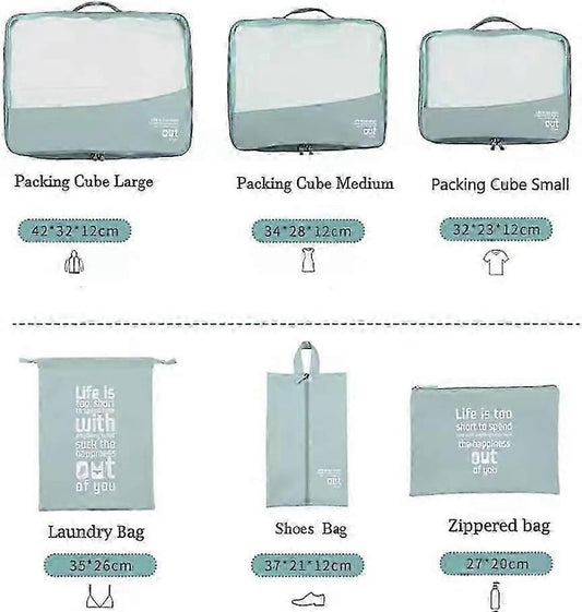 6pcs Packing Cubes for Suitcases Travel Luggage Organizer Bags - Blue V1263-JX-4360