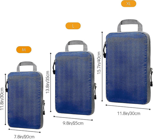 Compression Packing Cubes for Suitcases Gray Extensible Organizer Set V1263-JX-4362
