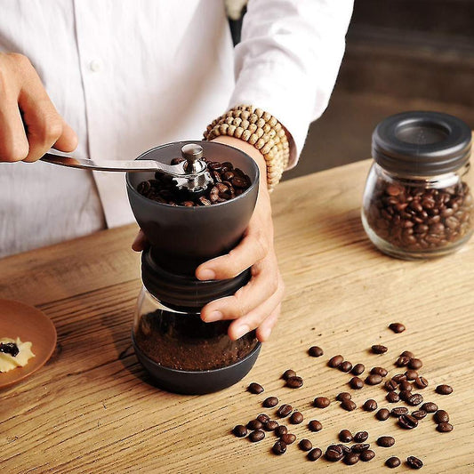 Manual Coffee Grinder - Glass Storage Jar Hand Mill Kitchen Coffee Gadgets V1263-JX-4436