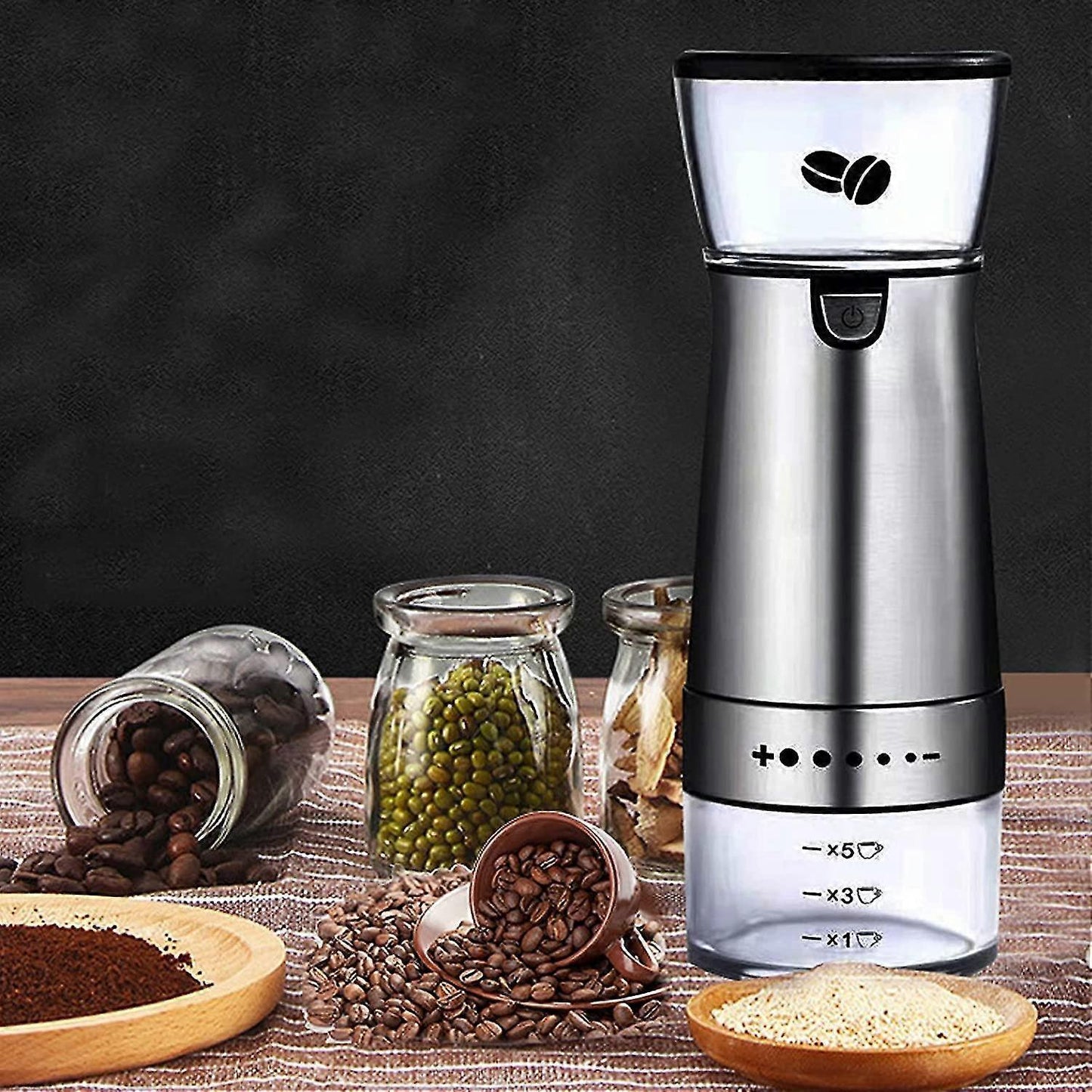 Electric Coffee Grinder - Portable Automatic Bean Grinder for Coffee & Spices V1263-JX-4453