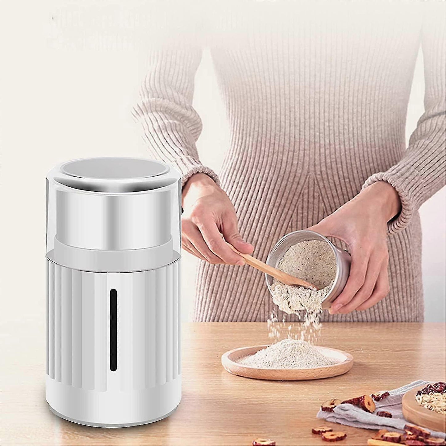 Electric Grinder - Multifunction Bean, Grain, Herb, and Spice Grinder with Steel Blades V1263-JX-4457