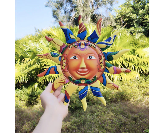 Wall Sculpture Sun Face Pattern for Living Room-Yellow V1263-JX-454