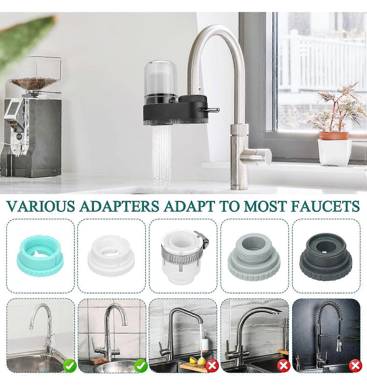 Transparent Sink Tap Water Filter, Anti-Limescale Purifier V1263-JX-4606