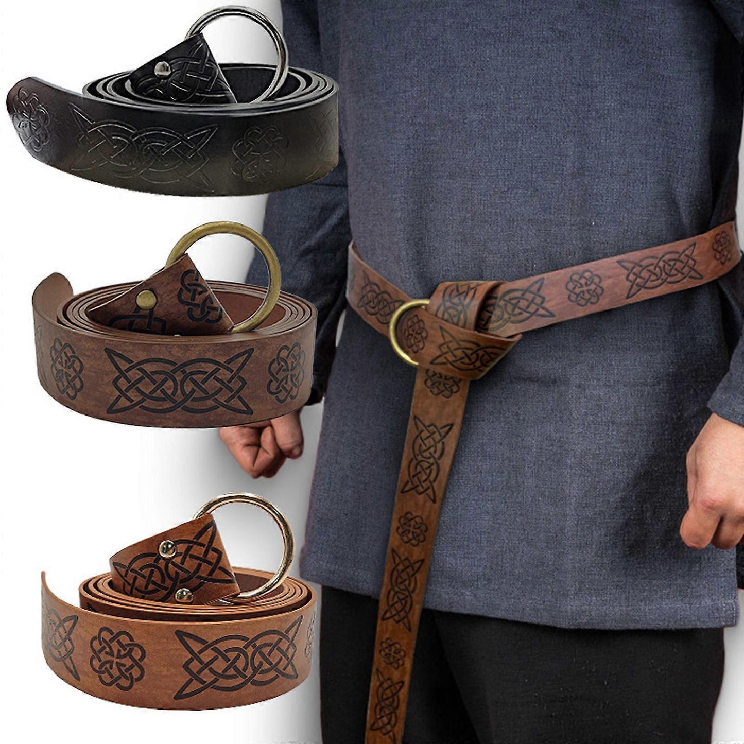 Medieval Viking Leather Belt with Renaissance Pouch Bag V1263-JX-4641