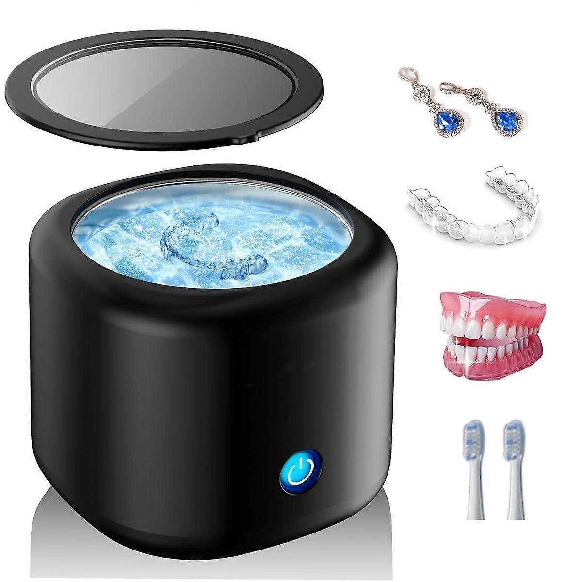 Black Mini Ultrasonic Jewelry & Denture Cleaner V1263-JX-4714