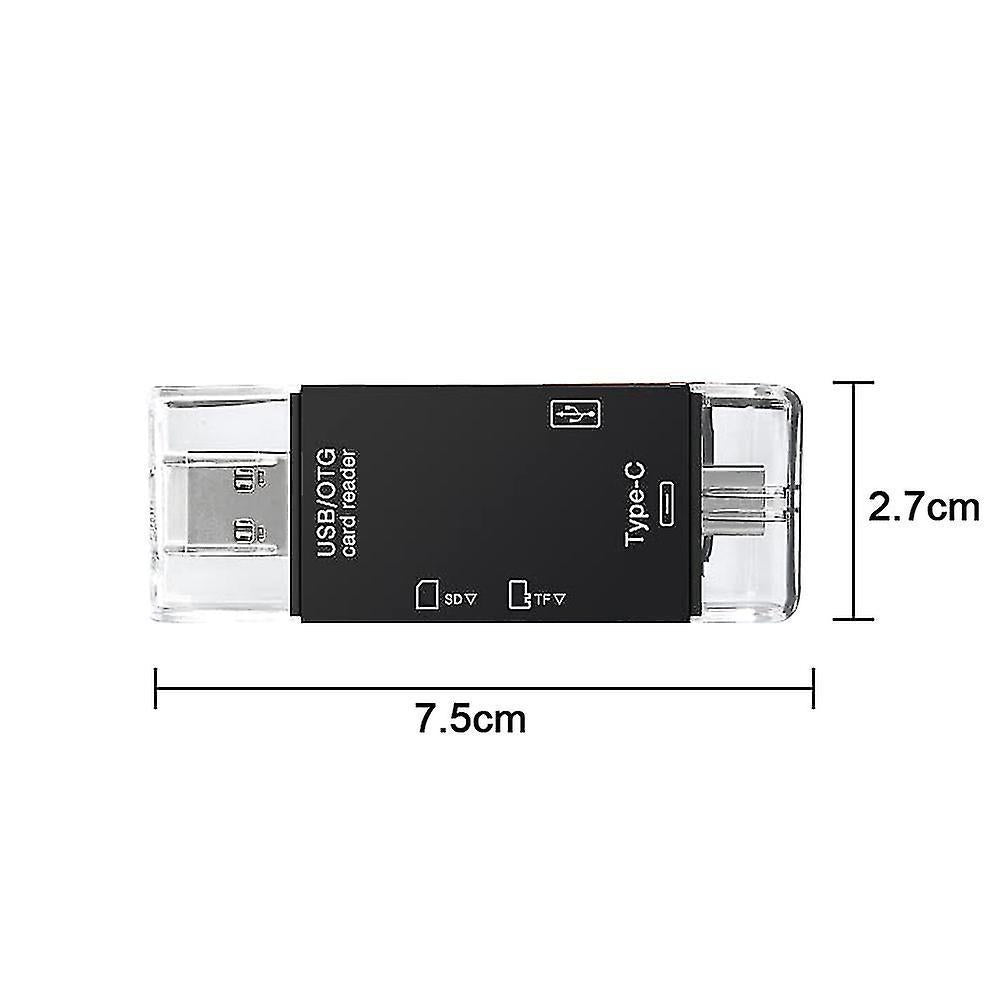 TF/SD Card Reader with USB 2.0, Tri-Connector Memory Card Adapter V1263-JX-4744