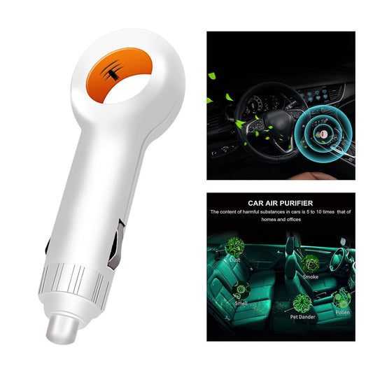 Mini Car Air Purifier with Negative Ion Filter - White Vehicle Model V1263-JX-4809