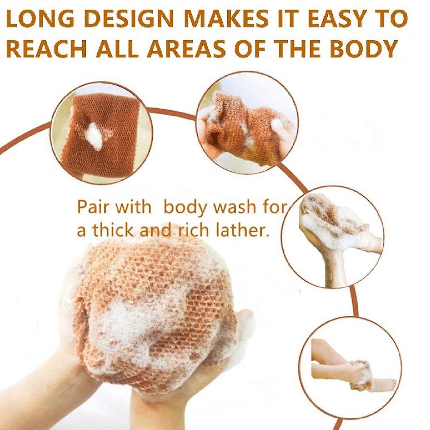 African Exfoliating Net Bath Sponge, Nylon Body Scrubber 30*80cm V1263-JX-4853