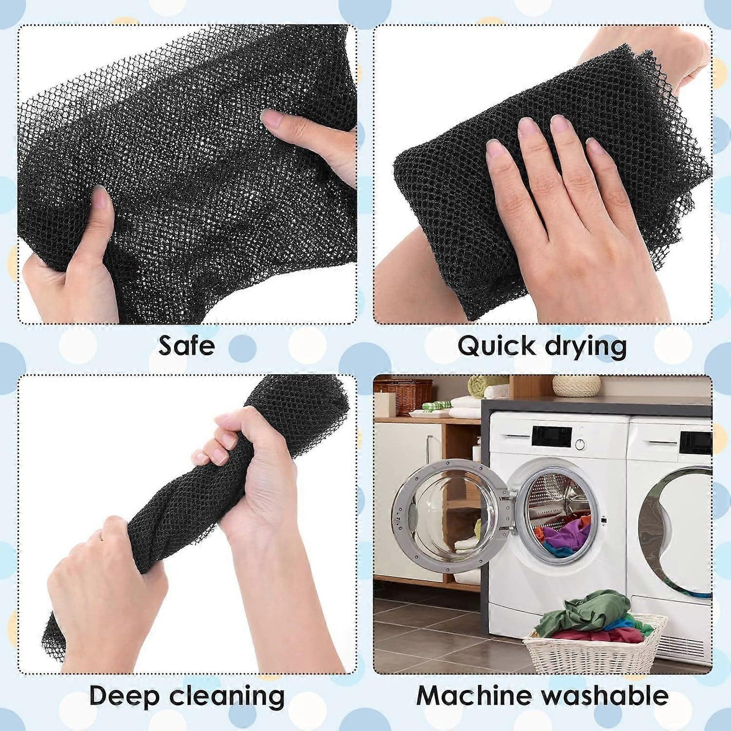 African Long Net Bath Sponge, Exfoliating Shower Body Scrubber V1263-JX-4855