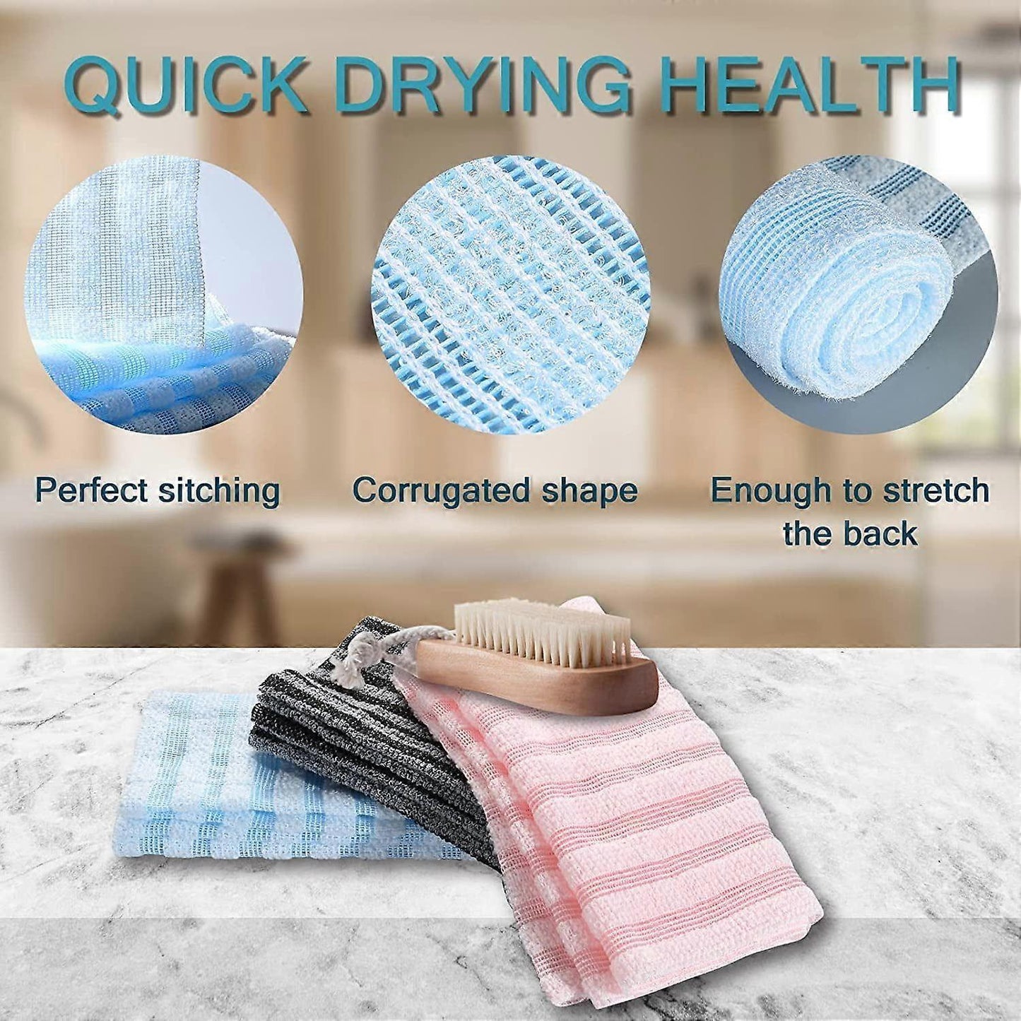 3pcs Exfoliating Washcloth Body Scrubber, African Net Sponge V1263-JX-4870
