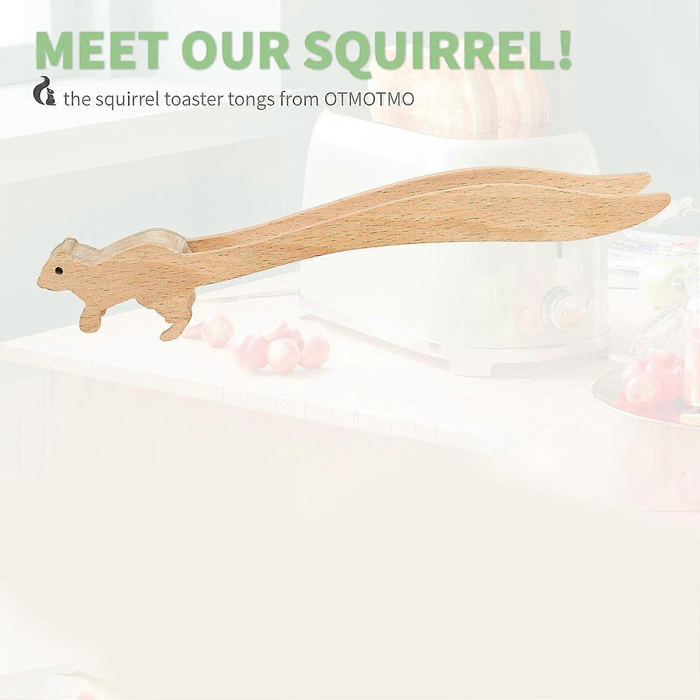 2pcs Wooden Toaster Tongs for Bread and Appetizers V1263-JX-4887