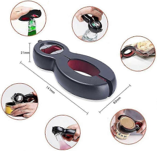 Adjustable 6-in-1 Can & Bottle Opener, Arthritis Friendly, Easy Grip, Multifunction Tool V1263-JX-4909