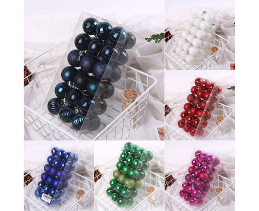 36Pcs Christmas Tree Balls Festival Home Party Mall Xmas Hanging Decor Ornament-Red V1263-JX-491