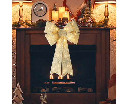 Xmas Tree Wreath Bow Pendant for Party-Golden V1263-JX-499