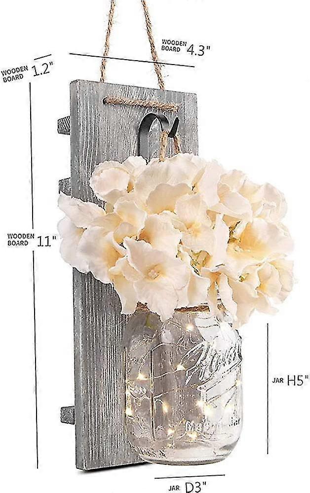 Rustic Mason Jar LED String Lights with Silk Hydrangea, Set of 2 V1263-JX-5075