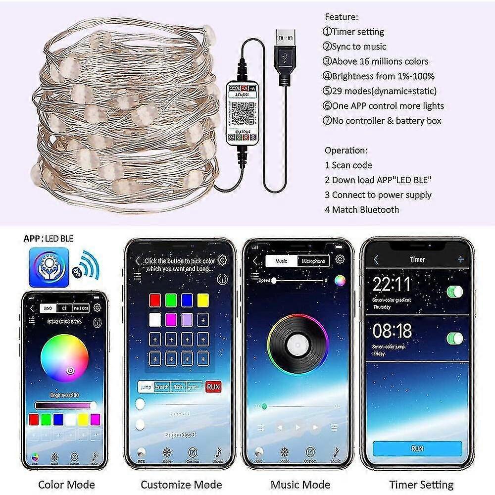 RGB Fairy String Lights, Indoor Outdoor Color Changing Music Twinkle Lights V1263-JX-5087