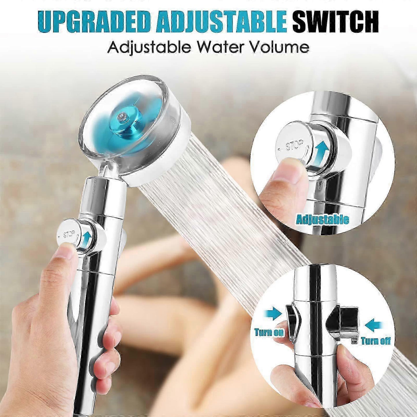 Rotating Propeller Shower Head with Filter, High Pressure & Water Saving V1263-JX-5178