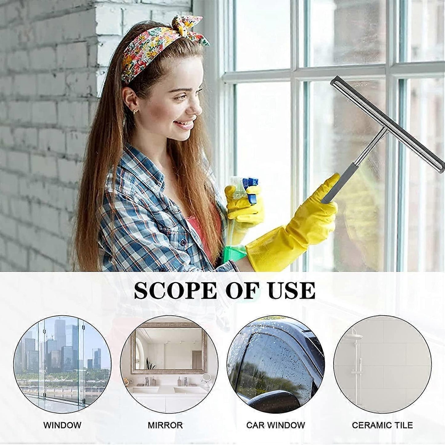 Stainless Steel Silicone Shower Squeegee, Glass Cleaning Tool V1263-JX-5222