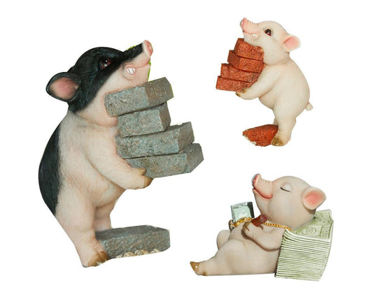 Lovely Moving Brick Reading Book Pig Ornament Home Desktop Decor Resin Craft-5# V1263-JX-528