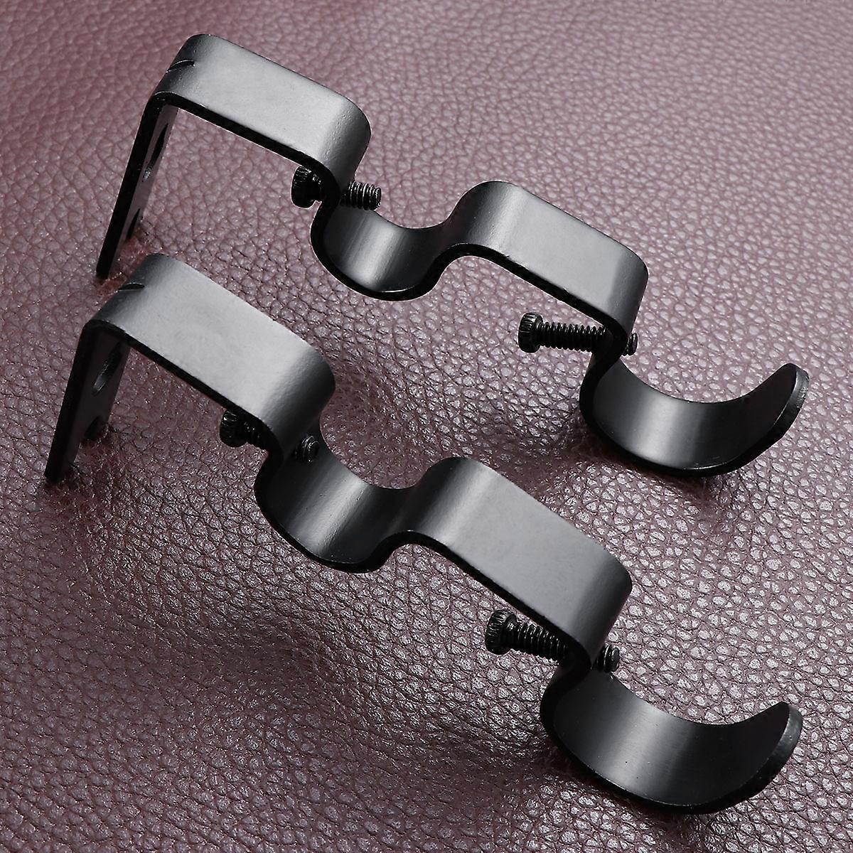 2pcs Tension Curtain Rods, Black & White with Brackets & Holders V1263-JX-5336