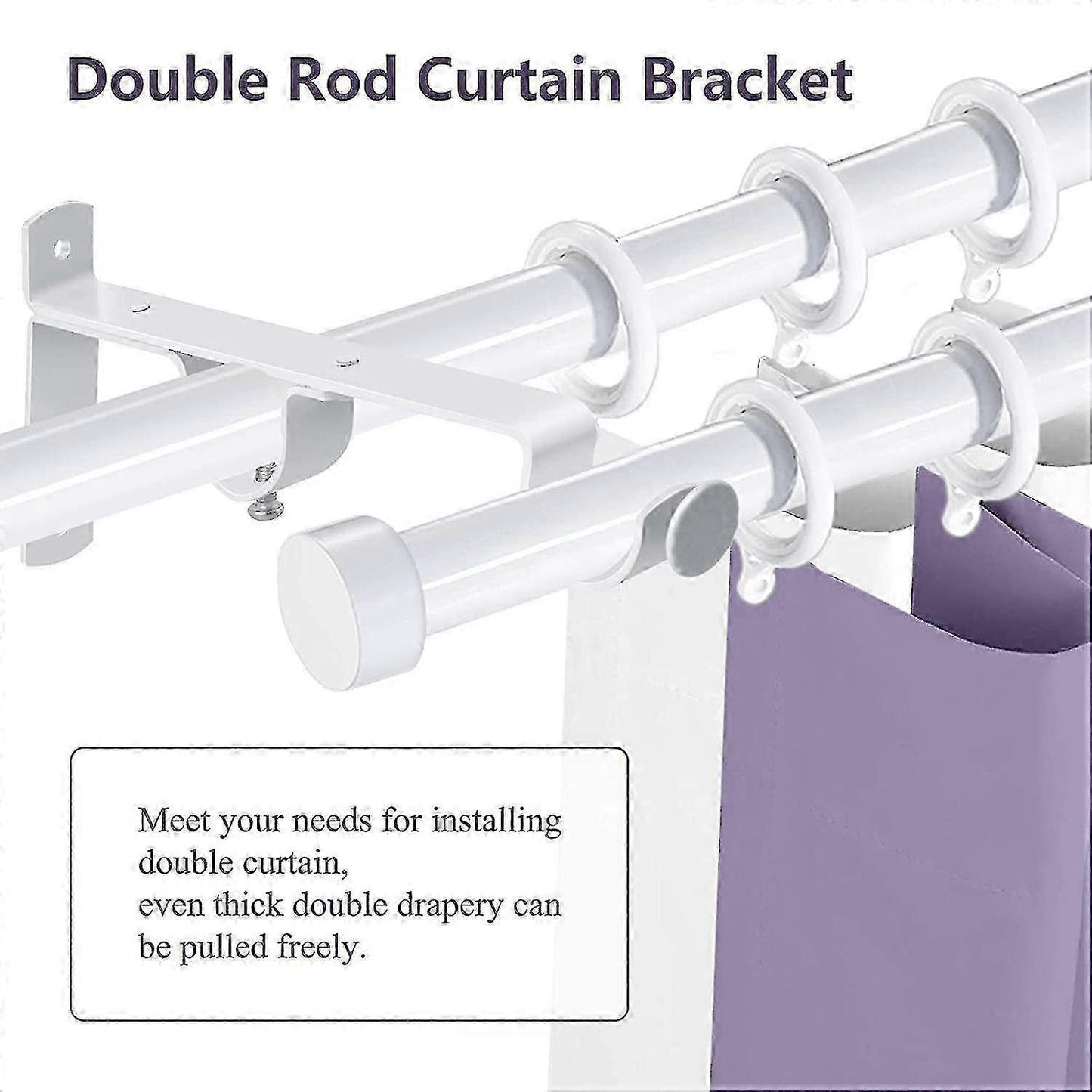3pcs Double Curtain Rod Brackets, Metal Holders & Hangers V1263-JX-5345