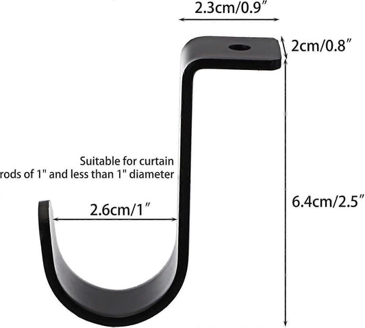 3pcs Metal Curtain Rod Brackets for 25mm Rod, Black Holders V1263-JX-5347