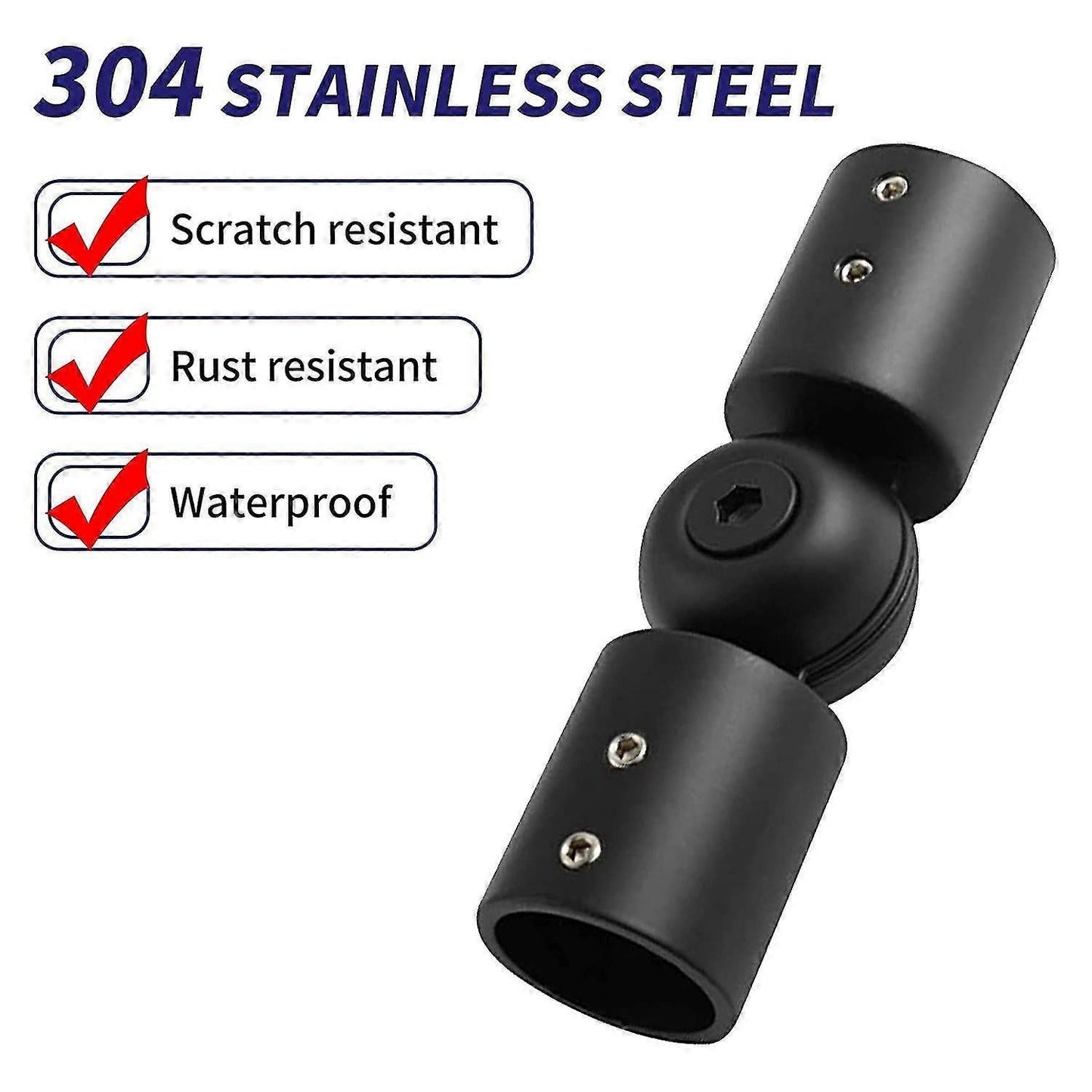 2pcs Curtain Rod Connectors, Adjustable Black for 1" Rods V1263-JX-5355