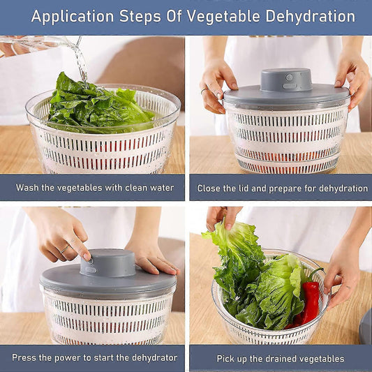 Automatic Electric Salad Spinner, Rechargeable Quick Lettuce Dryer V1263-JX-5381