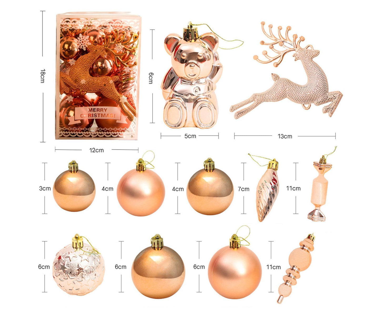 30Pcs Xmas Tree Balls Party Supplies-Rose Gold V1263-JX-551