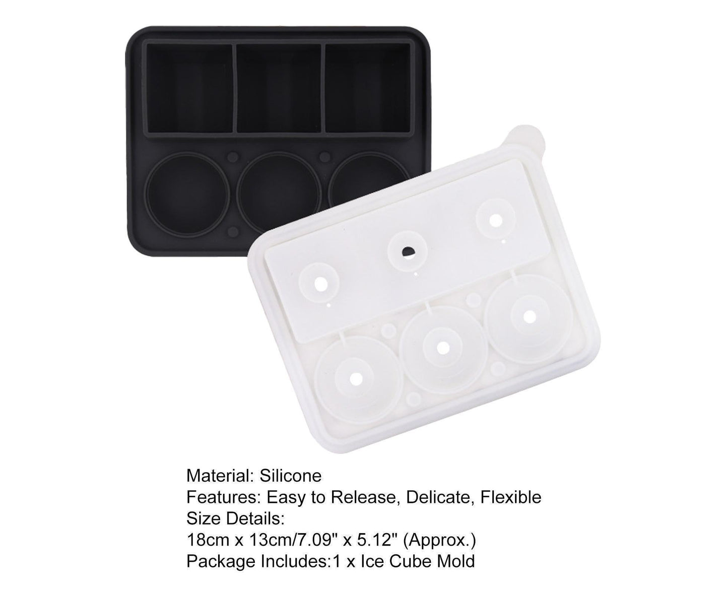 Ice Cube Mold Food Grade Quick Release Silicone Funnel Design Ice Ball Mold for Whiskey-Black V1263-JX-552