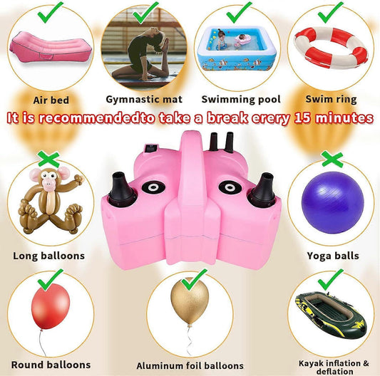 Electric Balloon Pump Double Nozzle Air Inflator for Balloons & Inflatable Beds V1263-JX-5523