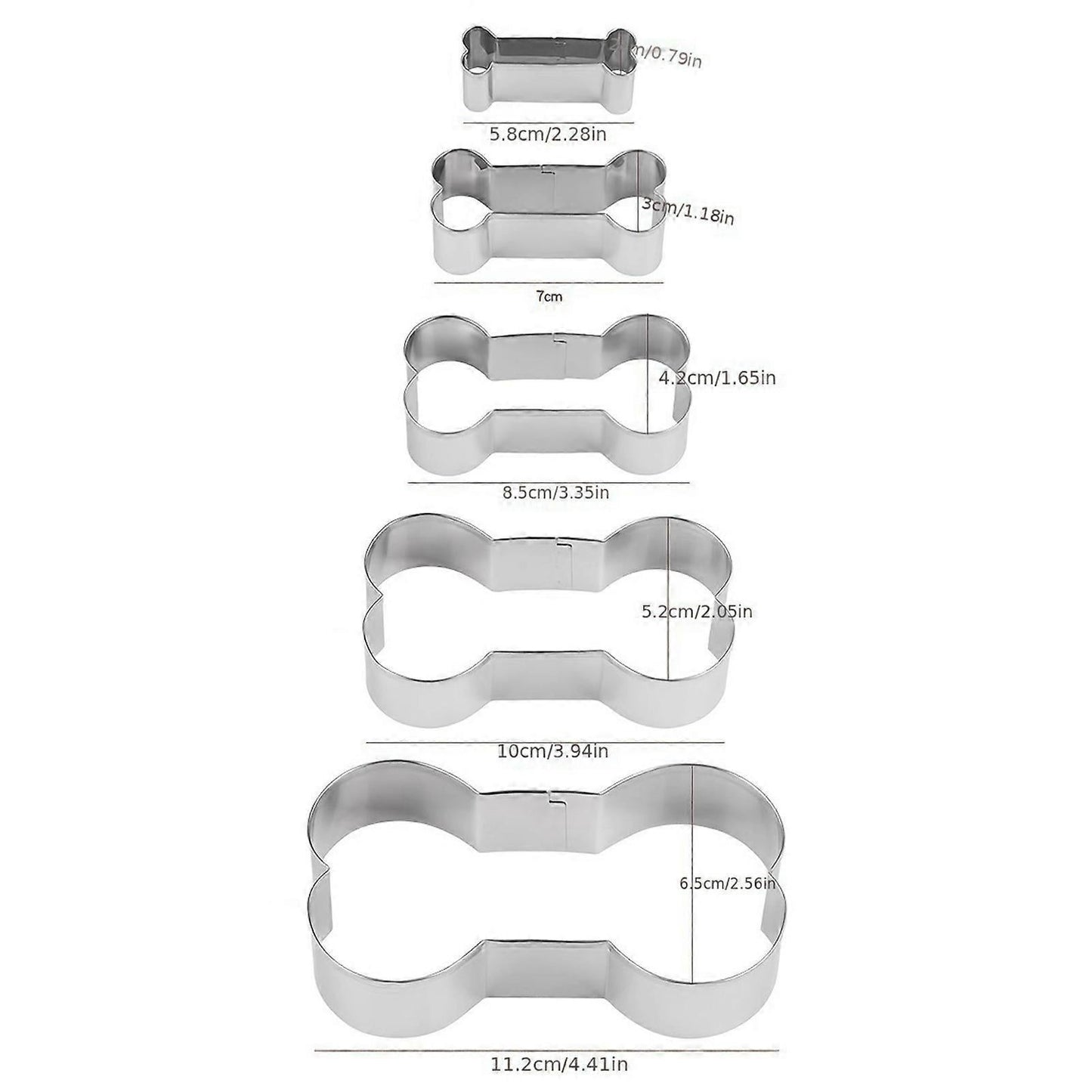 5pcs Stainless Steel Cookie Cutter Molds Dog Bone Sandwich Cutters Set V1263-JX-5558