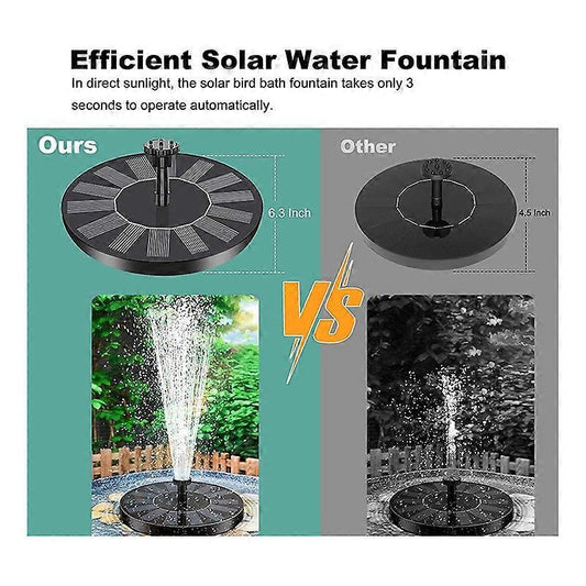 6.3in Solar Fountain Pump with 6 Nozzles for Bird Bath Garden V1263-JX-5565