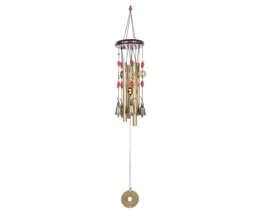 Metal Pipes Bell Copper Coin Wind Chime Ornament Garden Balcony Hanging Decor V1263-JX-558