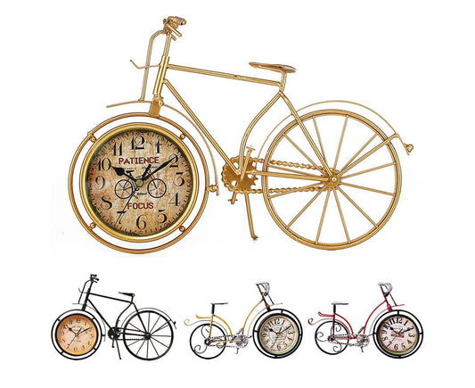 Retro Vintage Silent Iron Bike Bicycle Clock Home Office Living Room Table Decor - Yellow V1263-JX-562